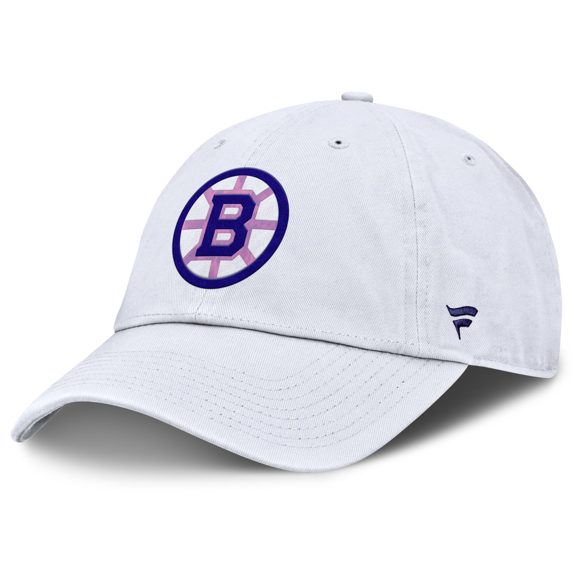 Men's Fanatics White Boston Bruins Authentic Pro Hockey Fights Cancer Adjustable Hat